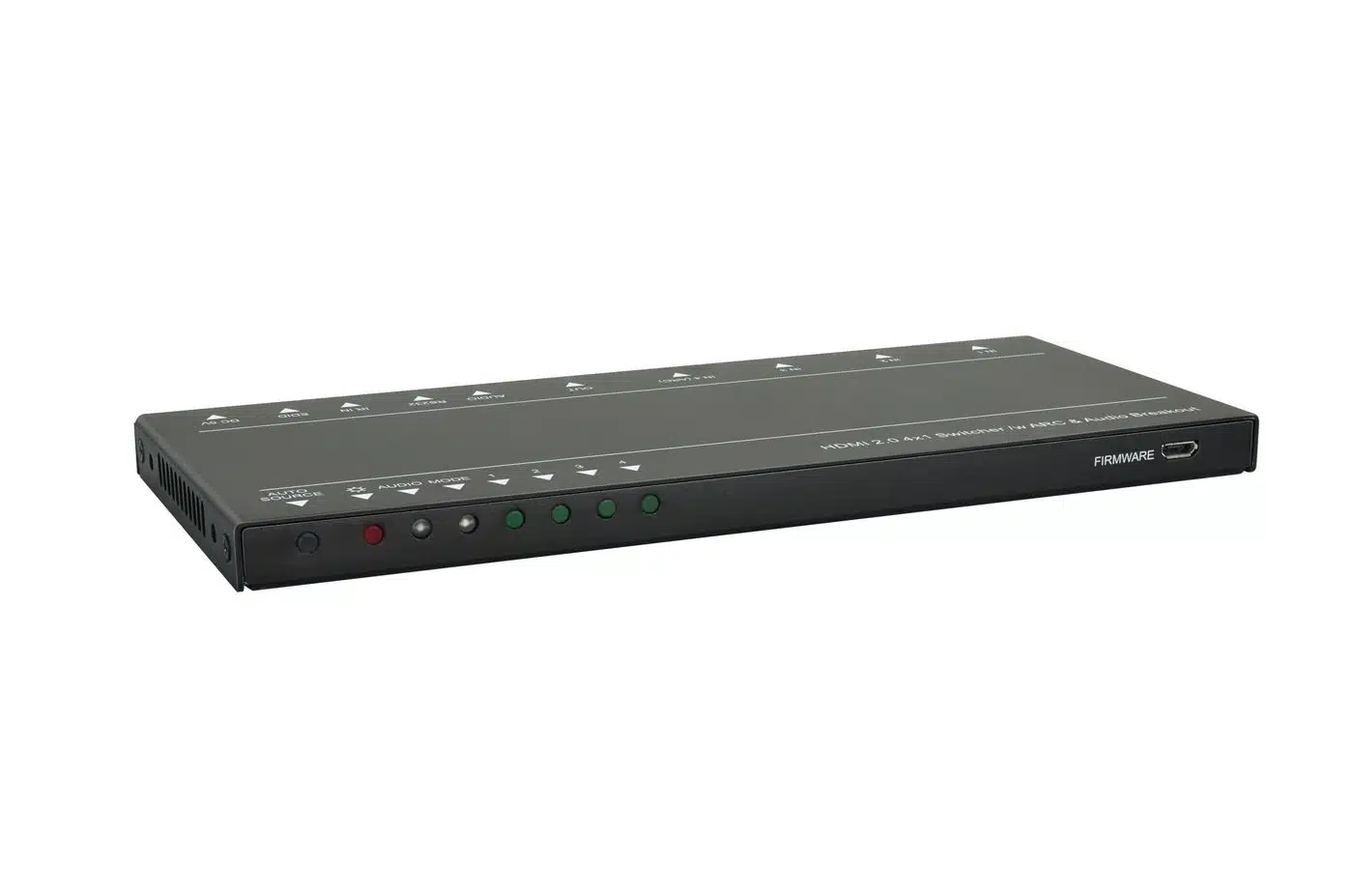 Vivolink HDMI switcher 4x1 4K@60Hz  with RS232 control, ARC and  analogue audio de-embedder function .