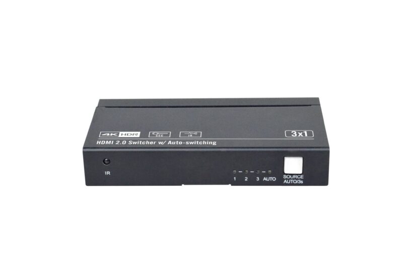 Vivolink HDMI switcher 3x1 4K@60Hz  with CEC and IR .