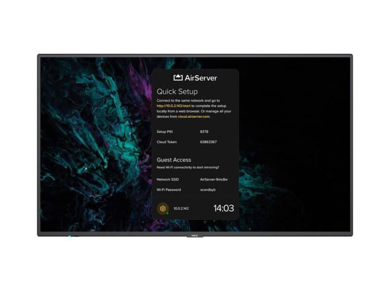 Sharp/NEC M491 (AirServer), 49"  M-Series LFD, UHD 3840x2160,  500cd/m2, E-LED backlight, 24/7 proof, Incl. AirServer Embedded Screen