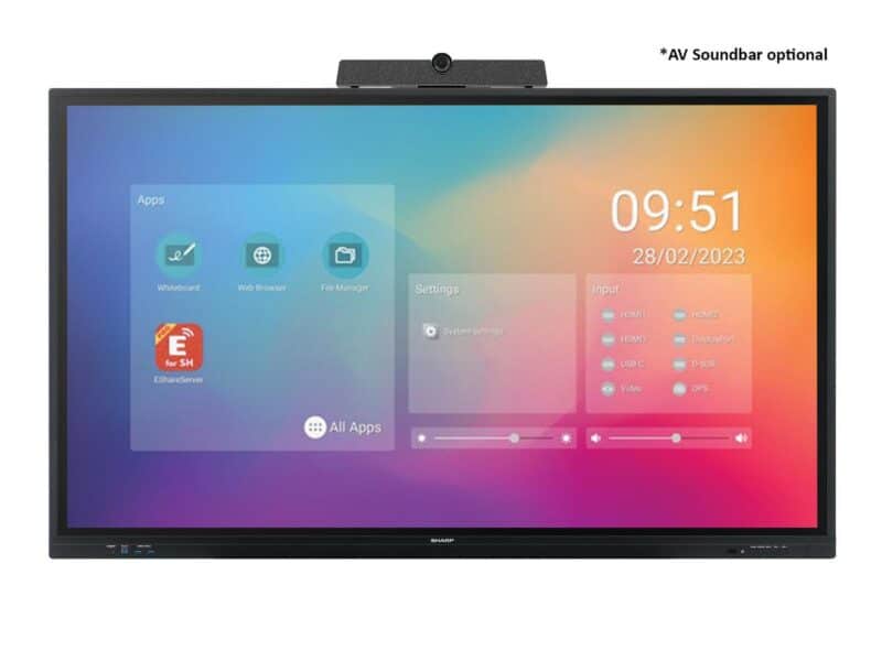 Sharp/NEC LC652, 65" LC-Series  Interactive Display, UHD  3840x2160, 450 cd/m2, 16/7 proof, Infrared, 20 Touch Points, OPS Slot, Android
