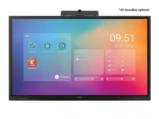 Sharp/NEC LC752, 75" LC-Series  Interactive Display, UHD  3840x2160, 450 cd/m2, 16/7 proof, Infrared, 20 Touch Points, OPS Slot, Android