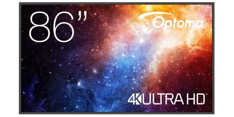 Optoma 86", Direct type LED, 3840x2160p, 450 cd/m², 178°, 8ms, Life 50,000 hours -