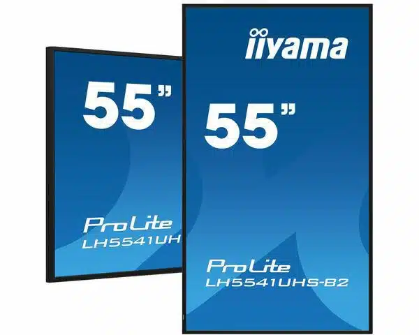 iiyama 55" 3840x2160, 4K UHD IPS  panel, 1% Haze, Landscape and  Portrait mode, Speakers 2x 10W , VGA, 3x HDMI