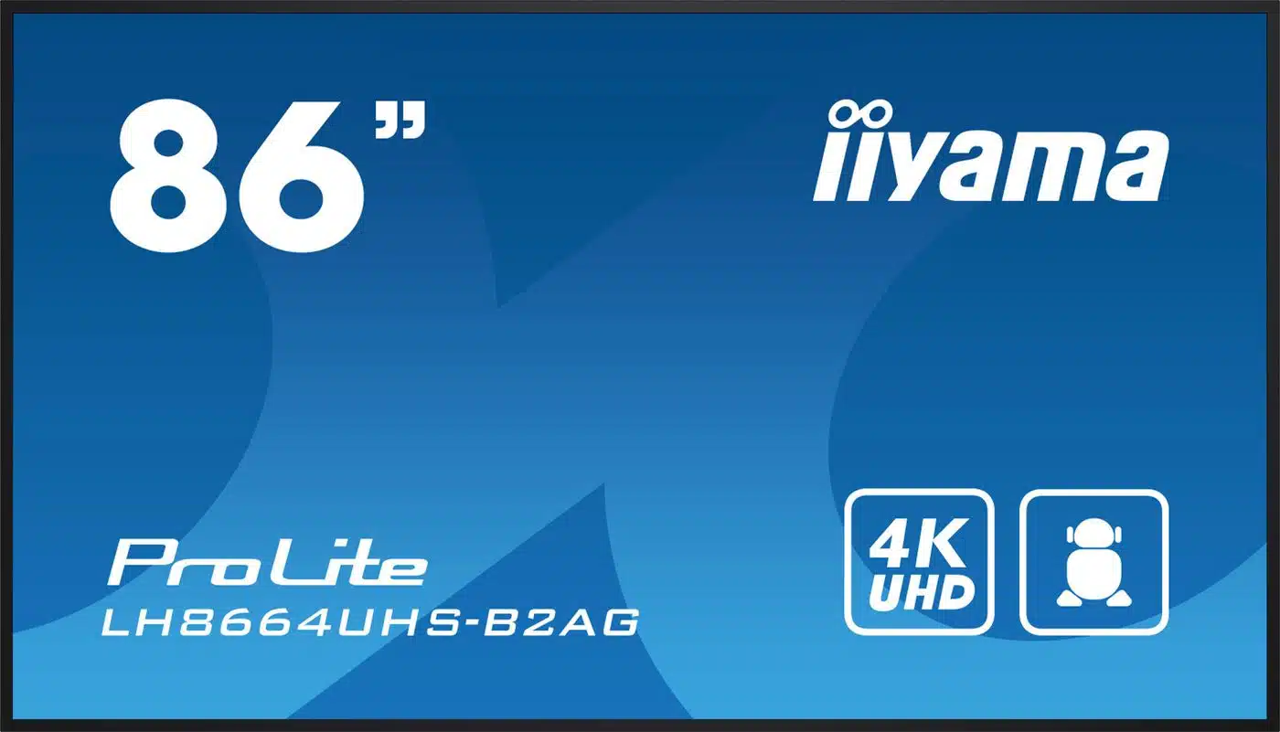 iiyama 86" 3840x2160, UHD IPS DLED  panel, Haze 25% 500cd/m²,  Landscape and Portrait