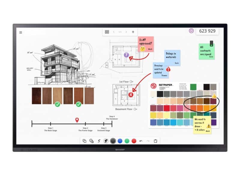 Sharp/NEC LA652, 65" LA-Series  Interactive Display, UHD  3840x2160, 450 cd/m2, InGlass M5, 20 Premium Touch Points, SDM Slot, USB-C,