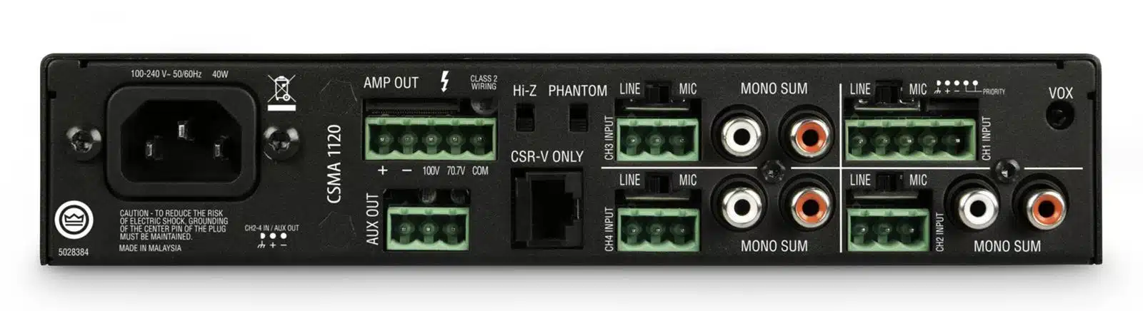 JBL CSMA1120 | Mikserforstærker, 1 x 120W, 4 inputs - Billede 2