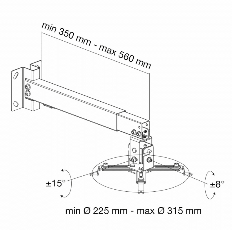 PureMount vægbeslag til projektor - Op til 20 kg - 43-65cm fra væg - Billede 2