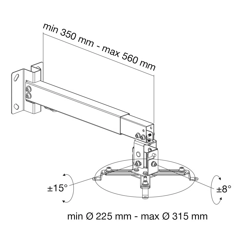 PureMount vægbeslag til projektor - Op til 20 kg - 43-65cm fra væg - Billede 2