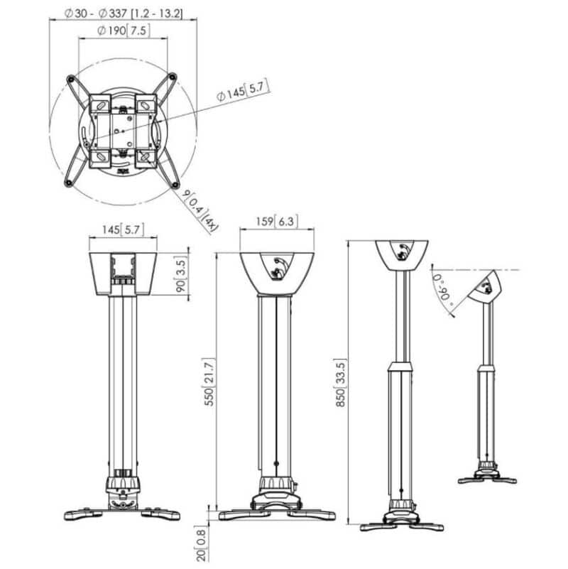 Vogel's PPC 1555 - Ceiling mount, 550 - 850 mm, maks 20 kg - Billede 2